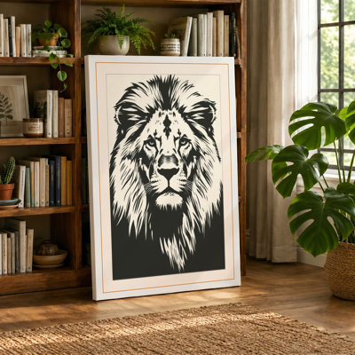 Lion's Gaze Japandi - Wrapped Canvas