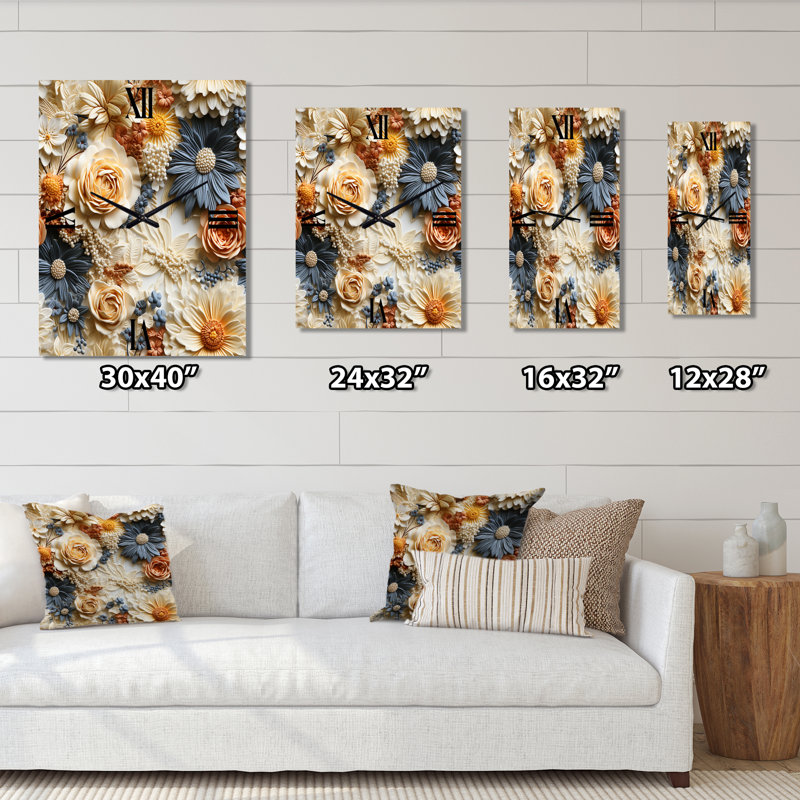 Janisha - Horloges murales florales, H 40 po x l 10 po x P 1 po