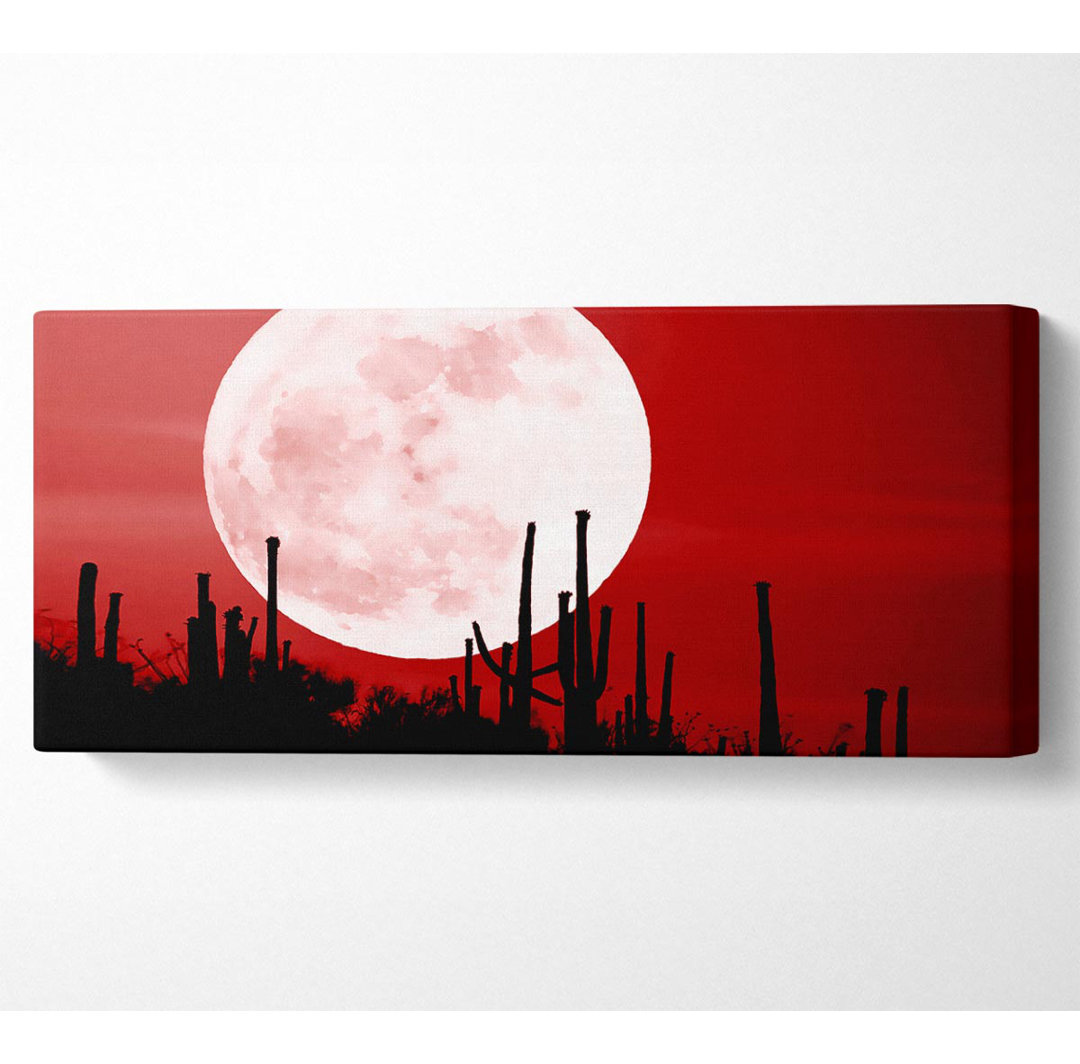 Roter Kaktus Mond - Kunstdrucke auf Leinwand - Wrapped Canvas