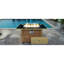Table de foyer au propane 60 000 BTU avec pierres bleues, 43 po, rectangulaire, à tissage ouvert, pour patio, terrasse, jardin ou cour arrière - Table orange et jaune moutarde, pare-vent en verre.