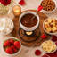 Chocolate Fondue Set w/ Ceramic Bowl, Tealight Stand and 2 Heart Forks