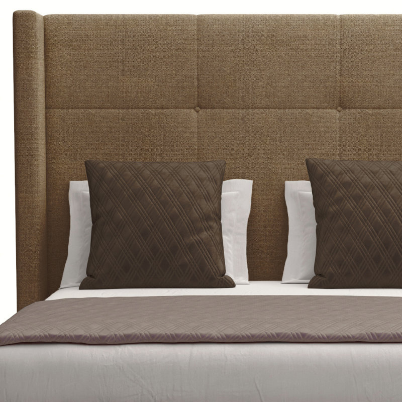 Lit tapissier standard Esparto, Grand lit taille mi-haute, Revolution® graine de lin