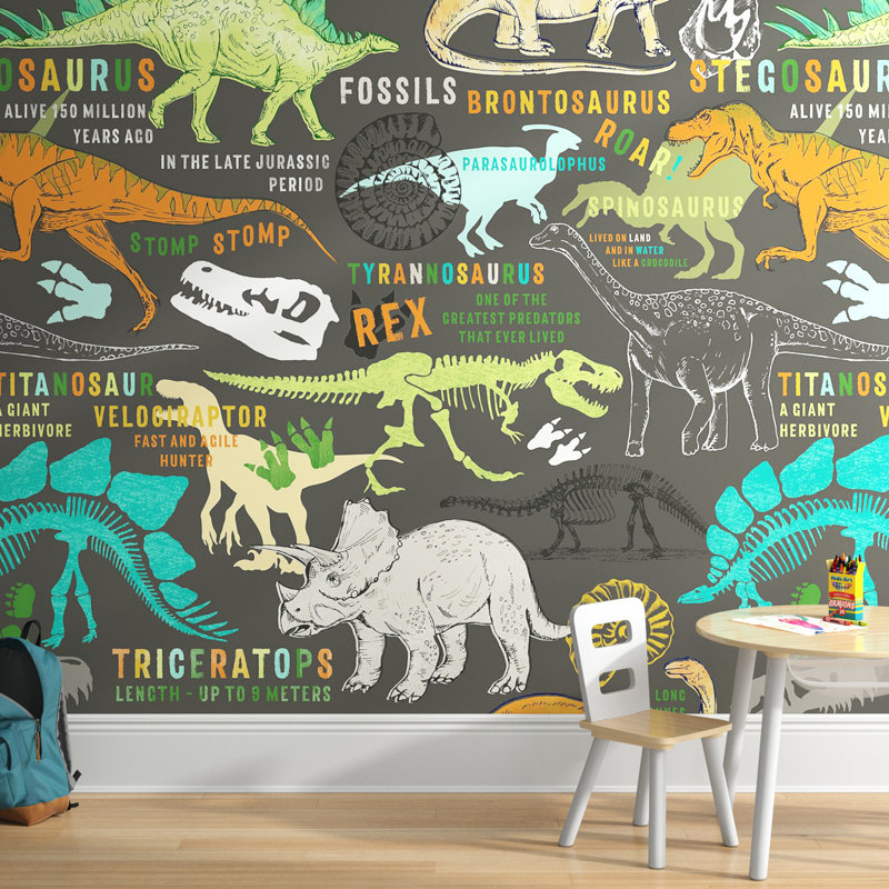 Hazeltine Dinosaurs Wildlife 7.8' L x 118" W Semi-Gloss Wall Mural