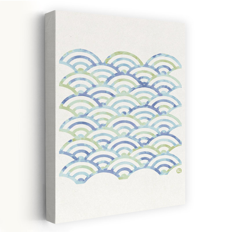 Contemporary Art Geometric Traditional Abstract Nature Ocean Wall Art by Aia Ueno - Wrapped Canvas Print