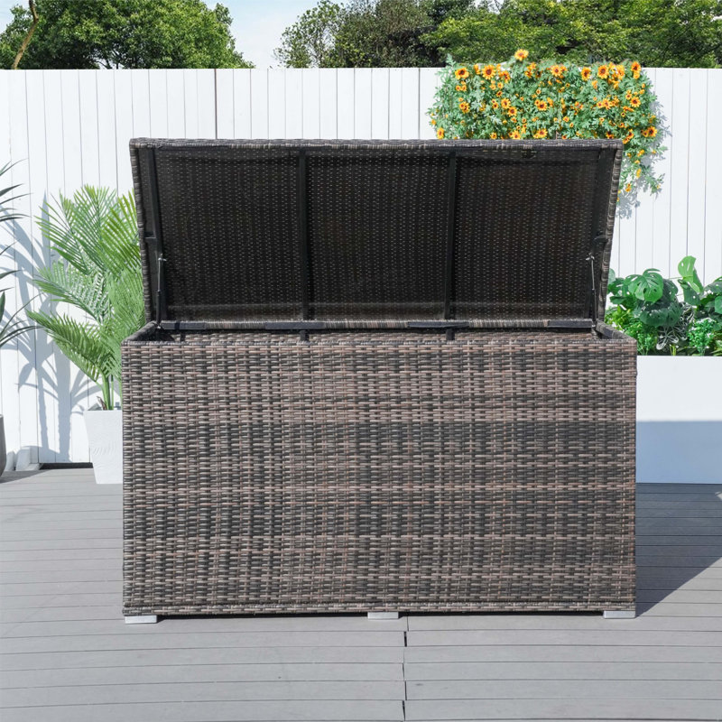 Seattle Wicker Deck Box, 37.4" H x 60" W x 30.31" D