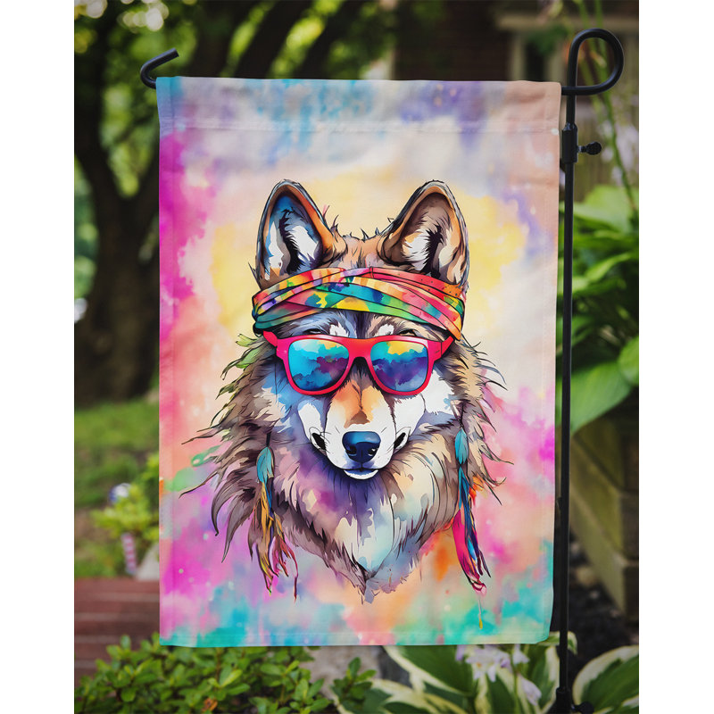 Drapeau de jardin hippie loup