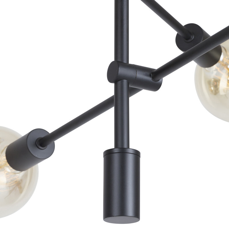 Lustre géométrique spoutnik à 6 lumières Kobe, Noir