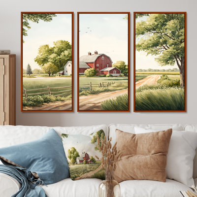 «Beautiful Barn In Spring VII», ensemble d'art mural sur toile