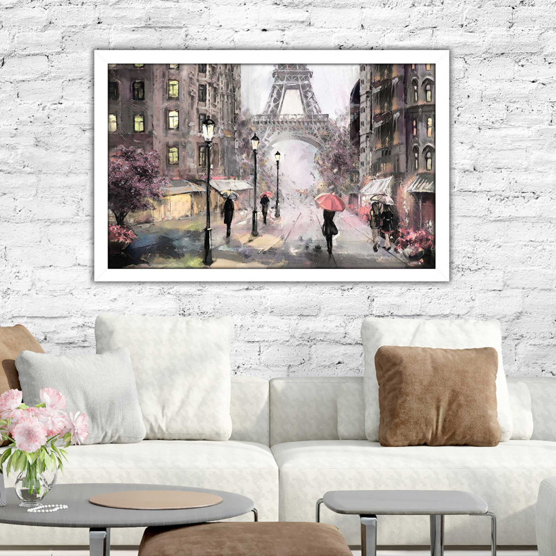 «Paris Streets II», reproduction encadrée, H 21,5 po x l 27,5 po x P 0,75 po, Cadre blanc