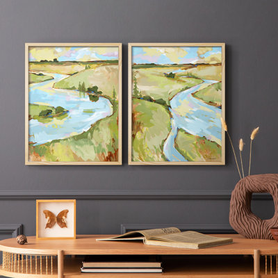 Upriver II - reproduction encadrée de qualité supérieure - prête à être accrochée - aucun clou requis - aucun clou requis