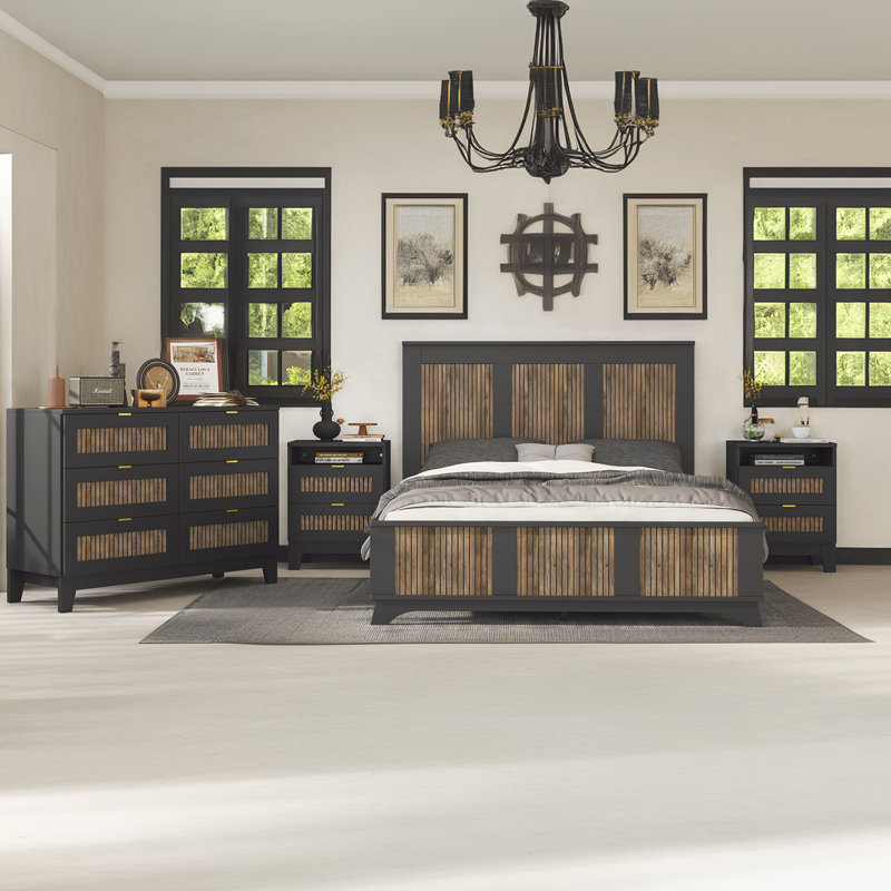 4PCS Queen Bedroom Set, Black
