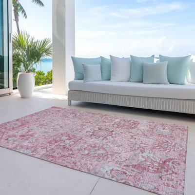 Tapis rose lavable intérieur / extérieur Geneva 