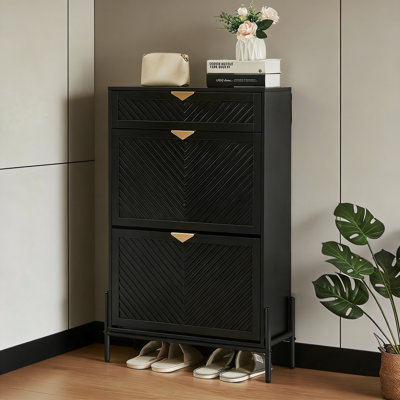 Narrow Flip-Drawer Shoe Cabinet Storage Unit – Slim Hidden Shoe Rack For Entryway, Freestanding Thin Shoe Organizer For Front Entrance