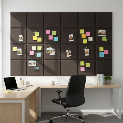 1 panneau de feutre à neuf grilles murales bricolage photo de panneau de message mural scolaire chambre salon décoration murale 30 x 30 cm, noir