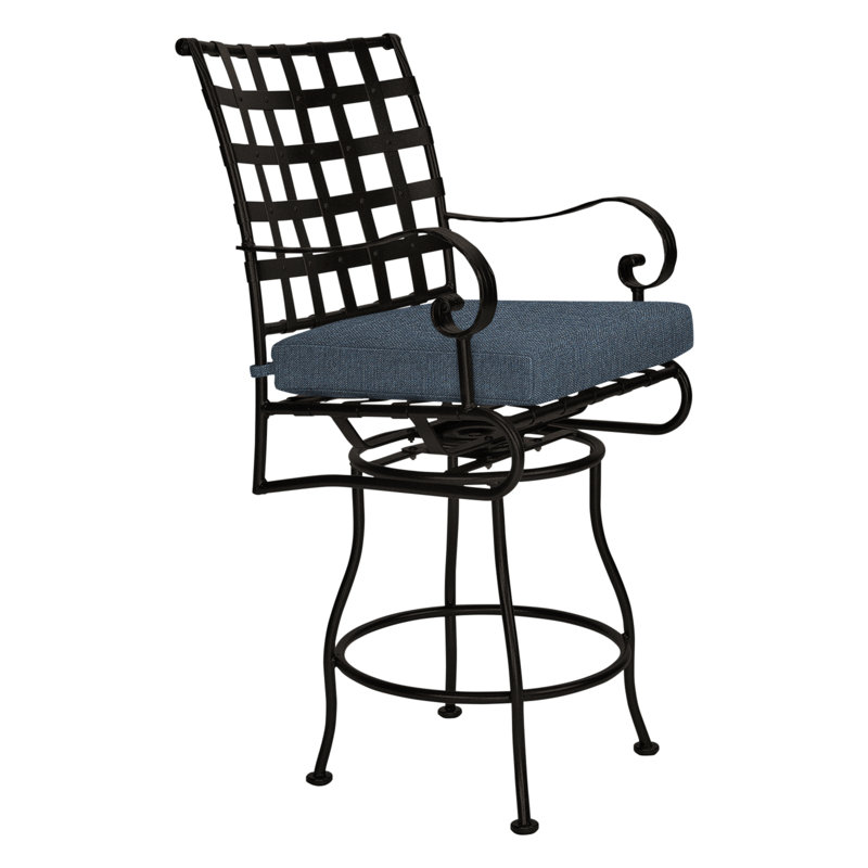 Classico Outdoor Bar Stool, Sash Denim, Carbon Black