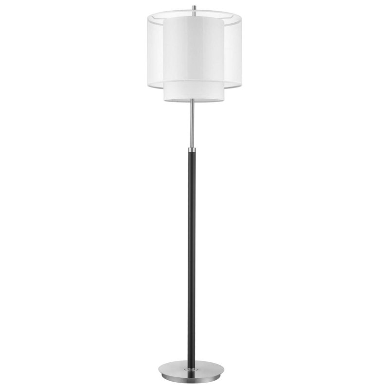 Feng 62'' Espresso/Brushed Nickel Traditional Floor Lamp, Sheer Snow