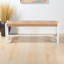 Banc en papier tissé blanc avec cadre en bois d'acajou Yannick, H 17,65 po x l 47,19 po x P 14,66 po
