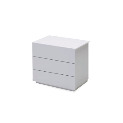 Table de chevet 3 tiroirs Vex, blanc mat