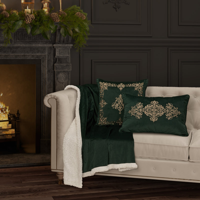 Noelle - Coussin décoratif carré 18 po, Evergreen