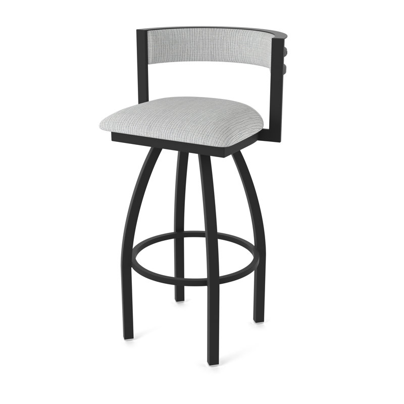 Tabouret Artémis, Tissu - alpin graphique, Noir froissé, Tabouret de comptoir (siège d'une hauteur de 25 p