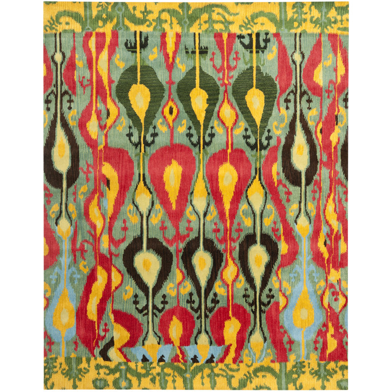 Kline Ikat Hand Tufted Wool Ikat Rug, Rectangle 9' x 12'