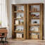 Ensemble de 2 bibliothèques ouvertes de 5 étages de 71 po de hauteur avec bibliothèque en grain de bois rétro pour le salon, le bureau personnel et une tablette de rangement brun rustique