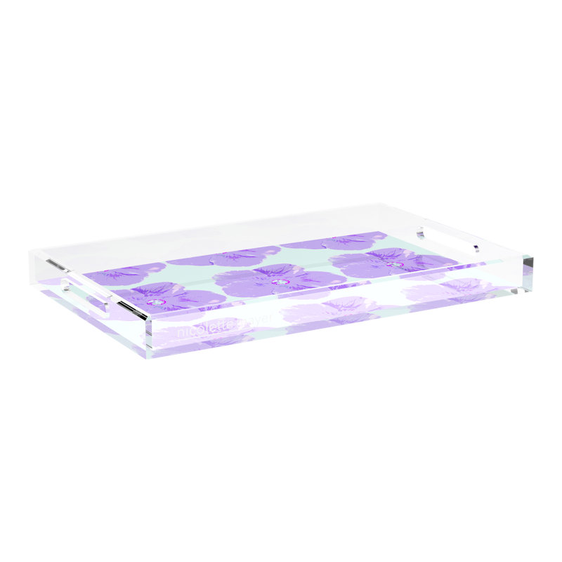 Hibiscus Acrylic Rectangle Decorative Tray, 2" H x 22.5" W x 14.5" D, Wander