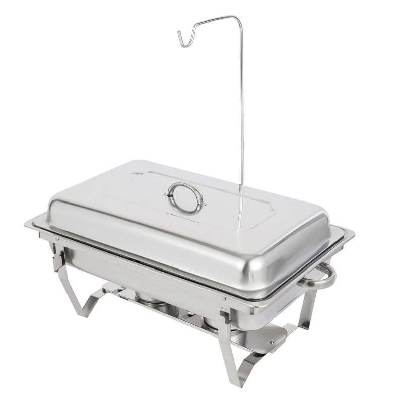 Réchaud à 2 plateaux en acier inoxydable avec cadre pliable 