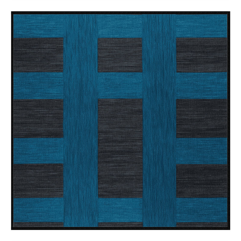 Machine Washable Checkered Black Area Rug, Square 6'