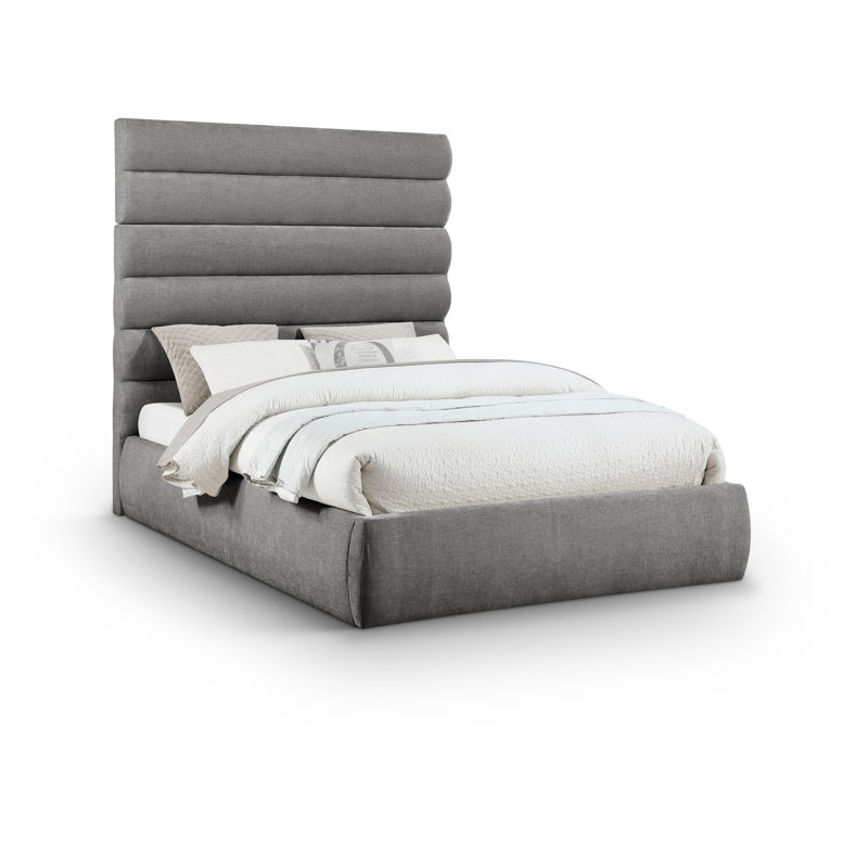 Lit en tissu Adam Chenille, Grand, Tissu chenille gris