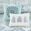Édredon grand Isla bleu - coton réversible 8 pièces, aquarelle, motif floral en coton, détails de broderie,