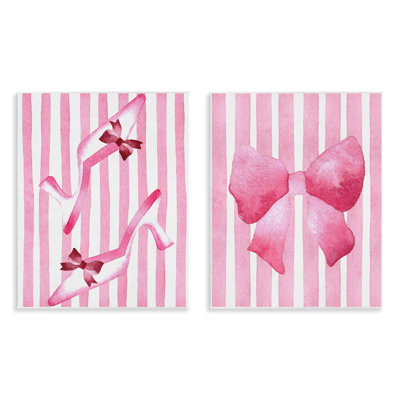 Ensemble de 2 plaques murales à rayures roses et féminines, design par Camila Juncos