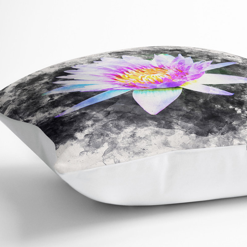 Floral Square Throw Cushion, 55cm H x 55cm W x 20cm D, White