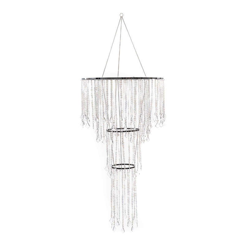 Lustre à plusieurs niveaux en cristal à billes cut irisé diamond cut Bergstrom, Transparent