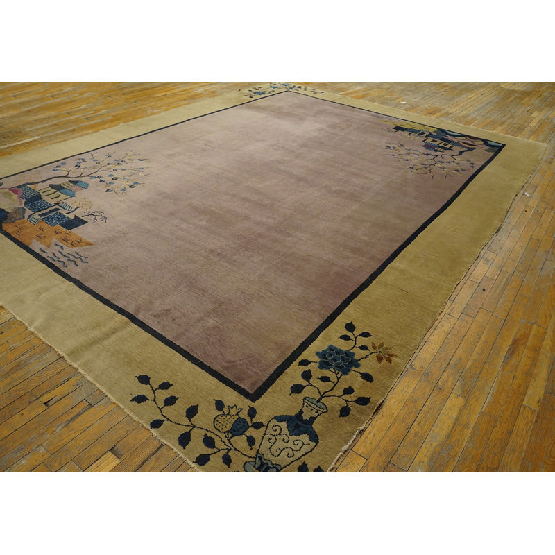 Antique Art Deco Room Size Wool Lavender Rug