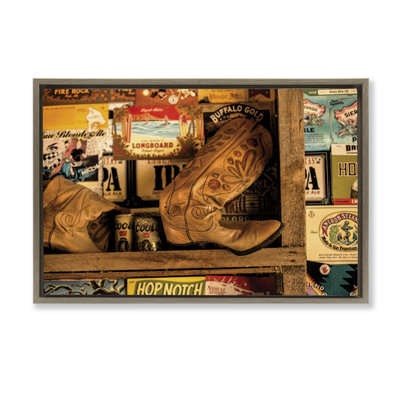 Western Boots on Shelf Floater Canvas by JG Studios