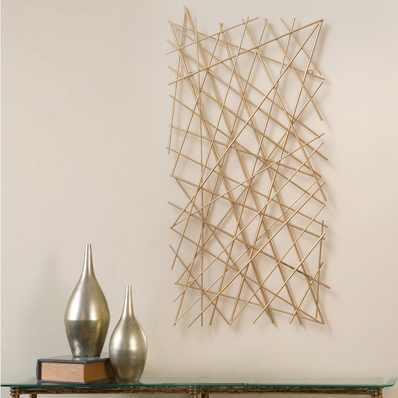 Polaris Rectangle Linear Metal Abstract Wall Art, Gold