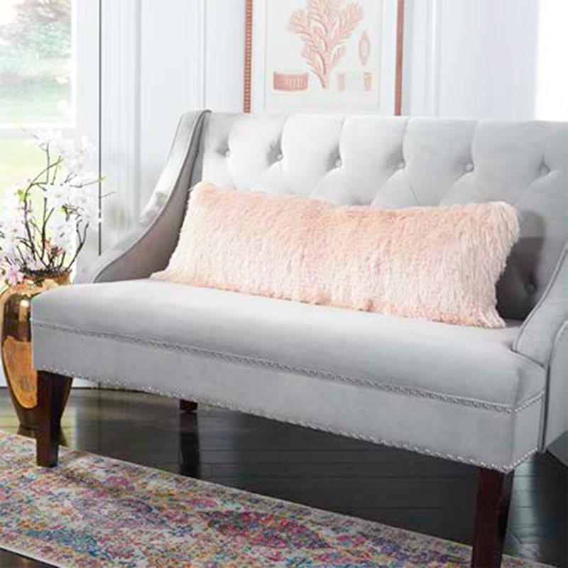 Silver Contemporary Shag Pillow with Lustrous Yarn
