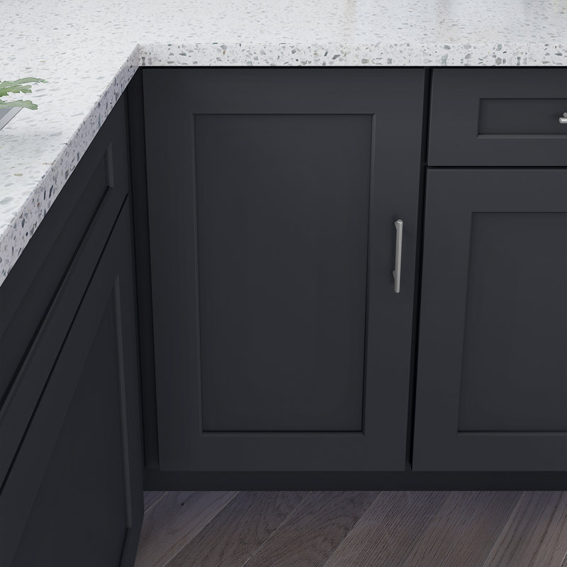 Armoire d'angle à base basse, L 42 po x H 34,5 po x P 24 po, Noir Shaker