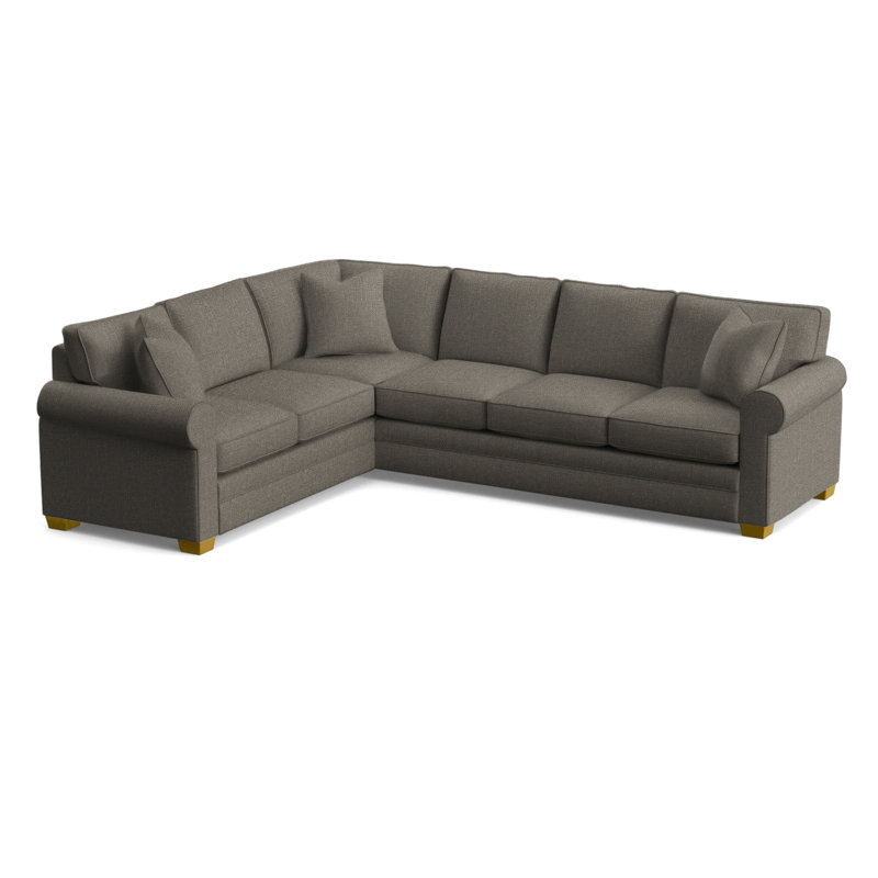 Bedford Upholstered L-Sectional, White Textured Performance; 0865-91, Left Hand Facing, Honey Finish
