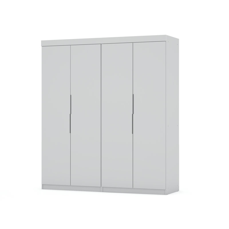 Mulberry Contemporary Modern Wardrobe Closet with Drawers and Adjustable Shelves in White, White