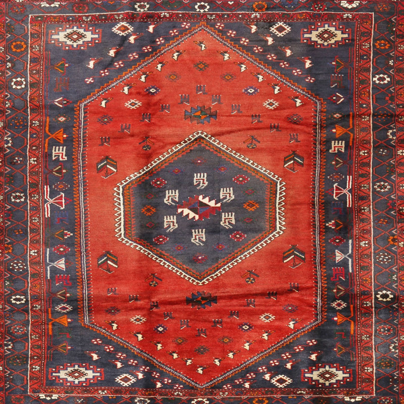 Tapis rouge à motif sud-ouest, Carré 6 pi