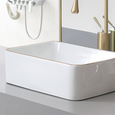 Selected 11.85'' Ceramic Rectangular Bathroom Sink