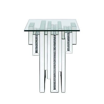 Table de bout Noralie, miroir et faux diamants