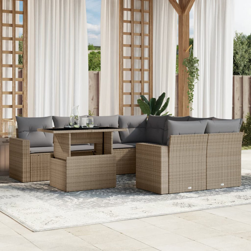  Garden Sofa Set Beige, Light Grey