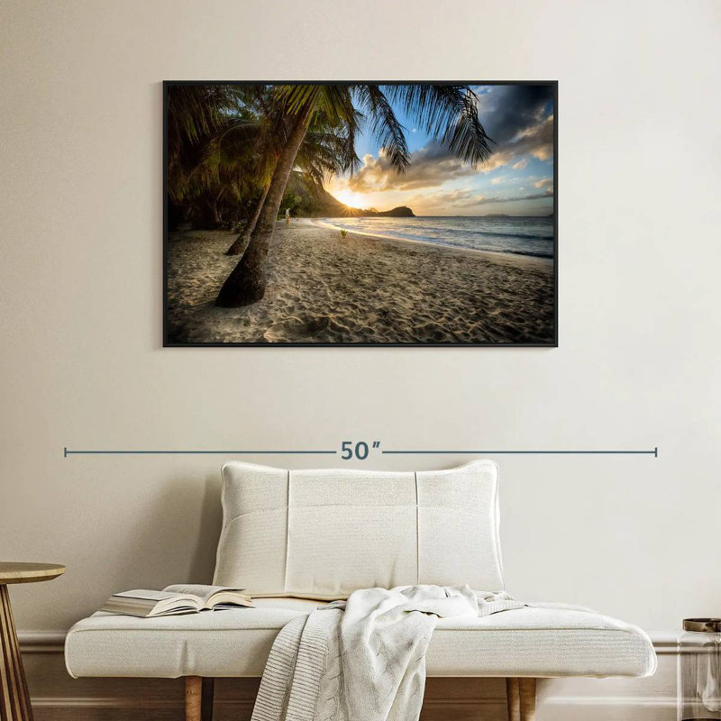 Scénique côte des Caraïbes, Cadre flottant noir, 40 po x 27 po