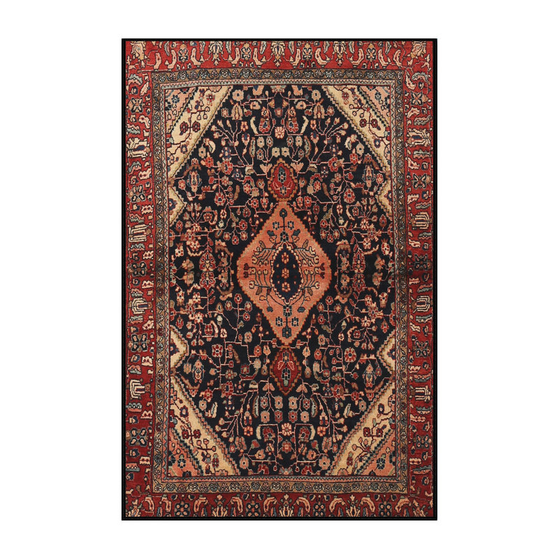 Tapis traditionnel rouge / noir Hackmore, Rectangle 5 pi x 7 pi