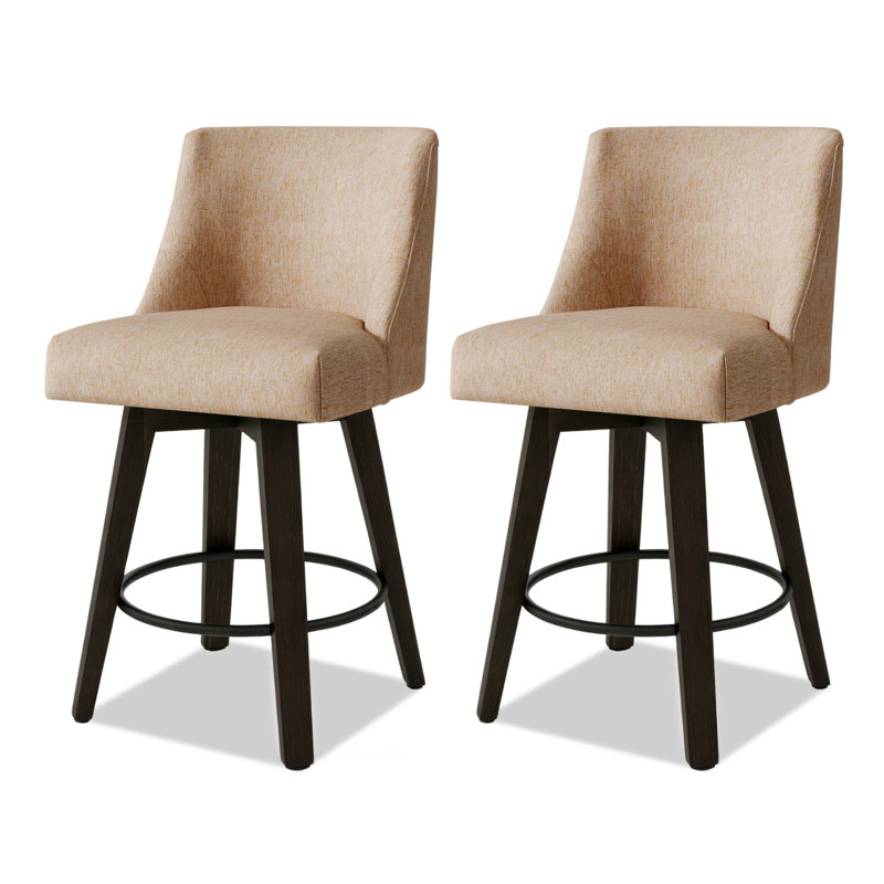 Tabourets de bar et de comptoir Loriell avec structure en bois massif, Tabouret de comptoir (siège d'une hauteur de 26 p, 2