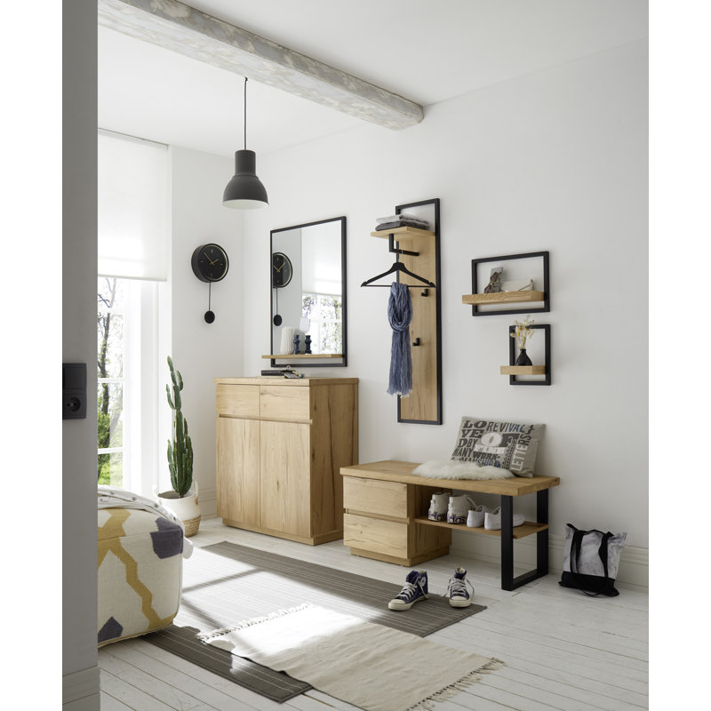 Flat Wood Framed Wall Mounted Accent Mirror in Black