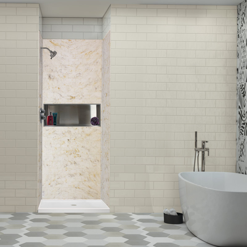 Biscotti Marble 36" x 36" x 72" 3-Piece Shower Wall Kit